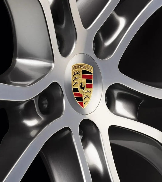 Porsche Design Porsche Wheel Hub Covers with Colored Crest and Aluminum Look Ring (Set of 4)