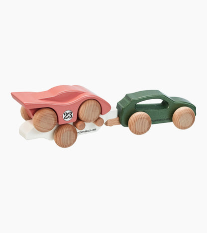 Porsche Design Macan wooden car with 917 trailer